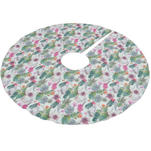 Falda Para El Árbol De Navidad De Poliéster Cactus de color de agua del Boho exótico y patrón 