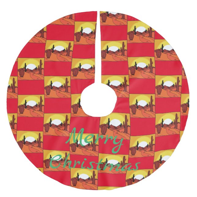 Falda Para El Árbol De Navidad De Poliéster Cactus del desierto Thunder_Cove (Anverso)