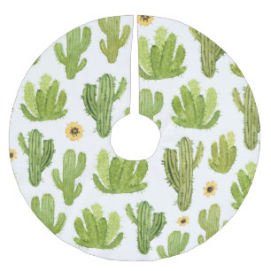 Falda Para El Árbol De Navidad De Poliéster Cactus del desierto verde: acuarela sin foco