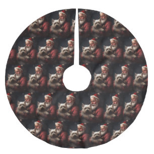 Falda Para El Árbol De Navidad De Poliéster Cairn Terrier con Navidades festivos de Santa Clau