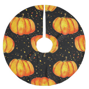 Falda Para El Árbol De Navidad De Poliéster Calabazas acuáticas de otoño, impresión de Hallowe