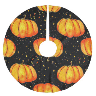 Falda Para El Árbol De Navidad De Poliéster Calabazas acuáticas de otoño, impresión de Hallowe