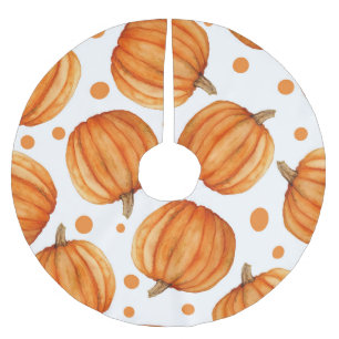 Falda Para El Árbol De Navidad De Poliéster Calabazas dibujadas a mano: patrón de acuarela Hal