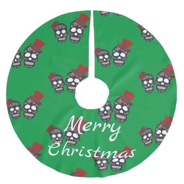 Falda Para El Árbol De Navidad De Poliéster Calaveras negras Duo Thunder_Cove (Anverso)