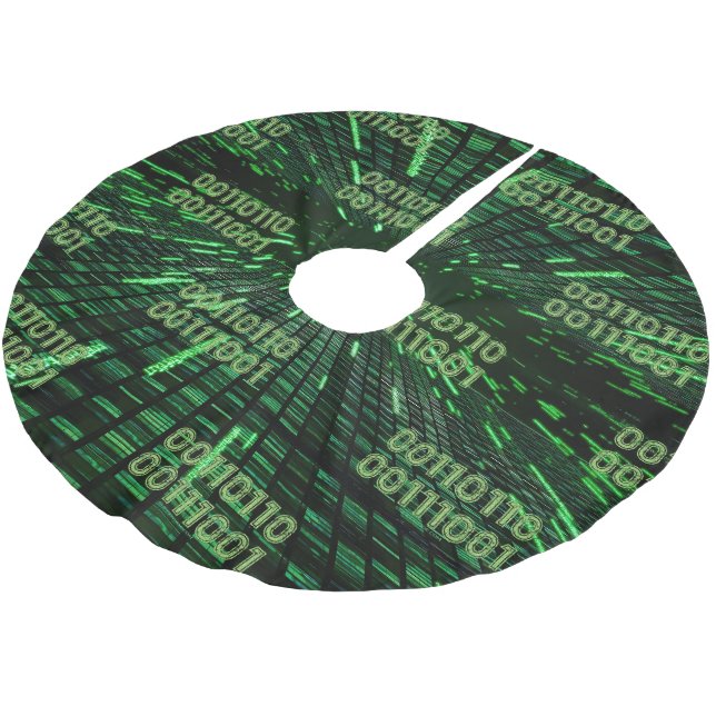 Falda Para El Árbol De Navidad De Poliéster Cálculo verde vibrante del código binario 69 de Sl (Angular)