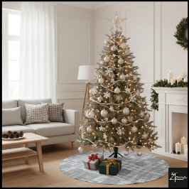 Falda Para El Árbol De Navidad De Poliéster Calidoscopio de Cuadros Gris Abstracto Geométrico 