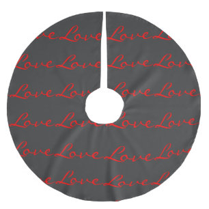 Falda Para El Árbol De Navidad De Poliéster Caligrafía de moda gris rojo amor boda
