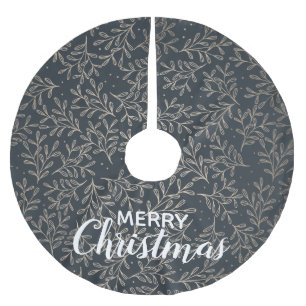 Falda Para El Árbol De Navidad De Poliéster Caligrafía navideña de amarre sobre patrón orgánic