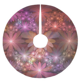 Falda Para El Árbol De Navidad De Poliéster Cama De Flores Coloridas Brillantes Resumen Arte F