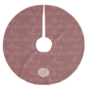 Falda Para El Árbol De Navidad De Poliéster Cameo Mensaje de Navidad de Feliz de Rosa