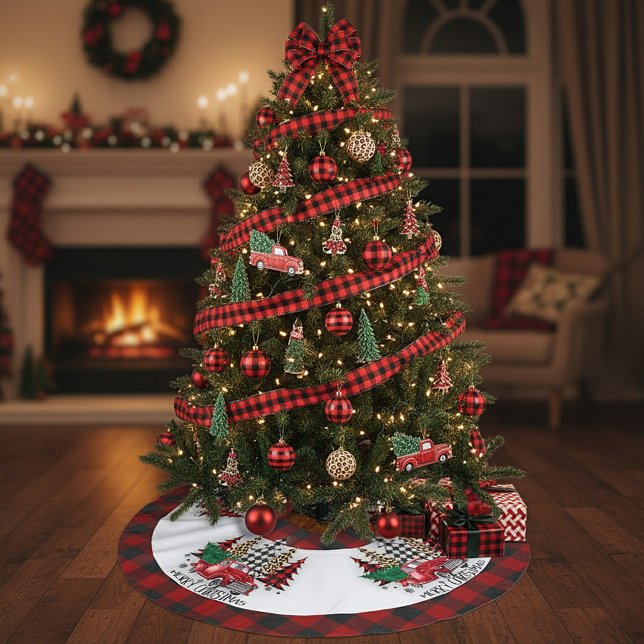Falda Para El Árbol De Navidad De Poliéster Camión navideño y árboles (Subido por el creador)