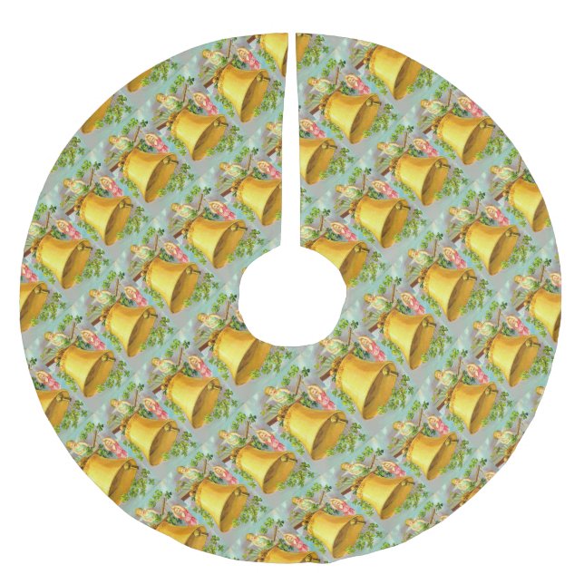 Falda Para El Árbol De Navidad De Poliéster campanas de navidades (Anverso)