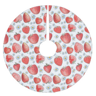 Falda Para El Árbol De Navidad De Poliéster Campos de fresa: Frescura de verano