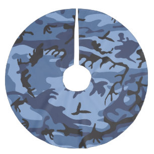 Falda Para El Árbol De Navidad De Poliéster Camuflaje azul marino, militar, ejército