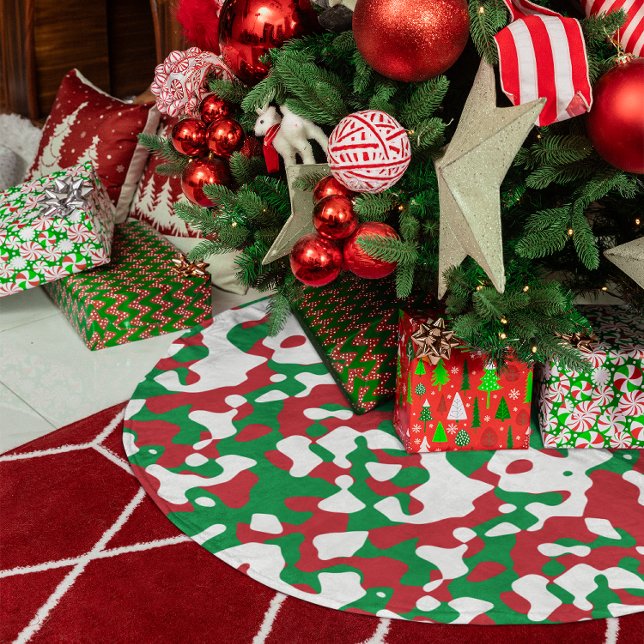 Falda Para El Árbol De Navidad De Poliéster Camuflaje de navidades (Christmas Camouflage Brushed Polyester Tree Skirt)