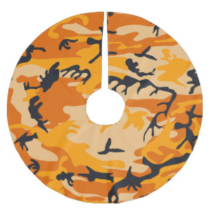 Falda Para El Árbol De Navidad De Poliéster Camuflaje naranja, militar, ejército