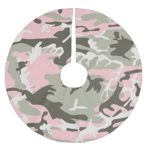 Falda Para El Árbol De Navidad De Poliéster Camuflaje rosa y verde, militar, militar
