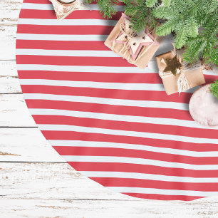 Falda Para El Árbol De Navidad De Poliéster Caramelo Caña Rojo y Blanco Rayado Horizontal Simp