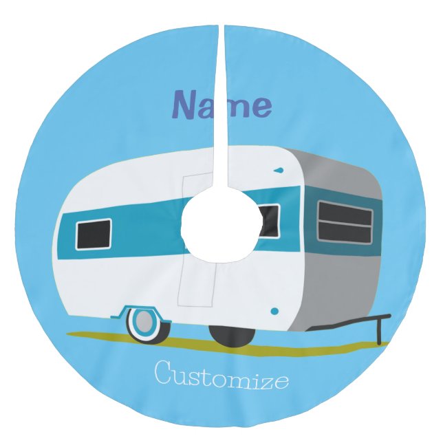 Falda Para El Árbol De Navidad De Poliéster Caravana RV Thunder_Cove (Anverso)