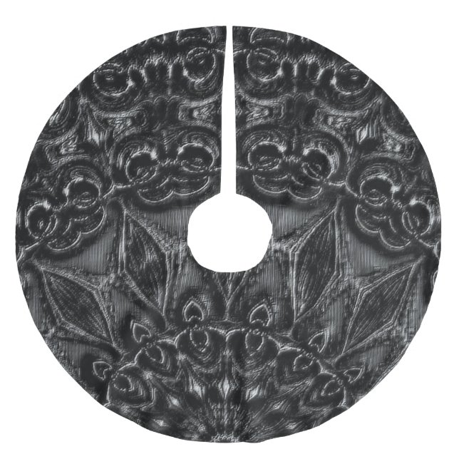 Falda Para El Árbol De Navidad De Poliéster Carbón Mandala (Anverso)