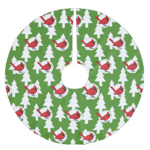 Falda Para El Árbol De Navidad De Poliéster Cardenal rojo personalizado sobre el patrón de los