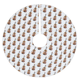 Falda Para El Árbol De Navidad De Poliéster Caricatura musical divertida en violín