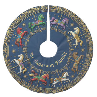 Falda Para El Árbol De Navidad De Poliéster Carousel of Christmas Dreams