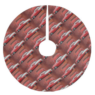 Falda Para El Árbol De Navidad De Poliéster Carro clásico Chevy Bel Air Red White Vintage Dod