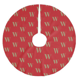 Falda Para El Árbol De Navidad De Poliéster Carta inicial de personalizado rojo en monograma m
