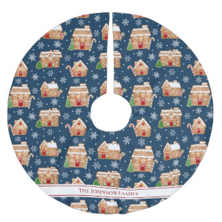 Falda Para El Árbol De Navidad De Poliéster Casa de Pan de Jengibre