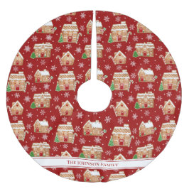 Falda Para El Árbol De Navidad De Poliéster Casa de Pan de Jengibre