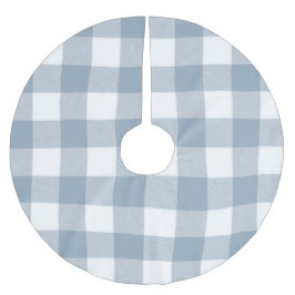 Falda Para El Árbol De Navidad De Poliéster Casa rural azul gris plomizo cuadros de búfalo cua
