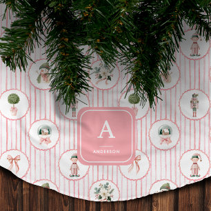 Falda Para El Árbol De Navidad De Poliéster Cascanueces Rosa Abuela Preppy y de Moda Navideña