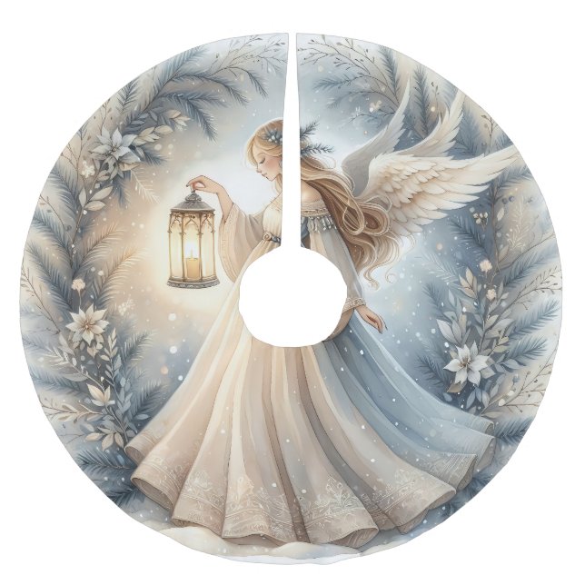 Falda Para El Árbol De Navidad De Poliéster Celestial Winter Angel Lantern of Peace (Anverso)