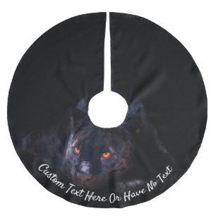 Falda Para El Árbol De Navidad De Poliéster Cepillado de pantera de gato negro de leopardo jag