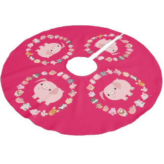 Falda Para El Árbol De Navidad De Poliéster Cerdo Personalizado lindo Mandala