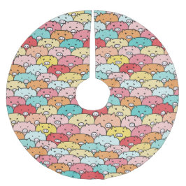 Falda Para El Árbol De Navidad De Poliéster Cerdos Coloridos Funny Y Patrón Cuto