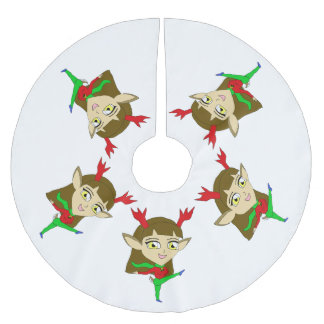 Falda Para El Árbol De Navidad De Poliéster chibi bailando reno niña