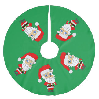 Falda Para El Árbol De Navidad De Poliéster chibi Santa Claus
