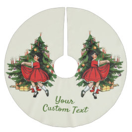 Falda Para El Árbol De Navidad De Poliéster Chica de época Personalizado con árbol de Navidad