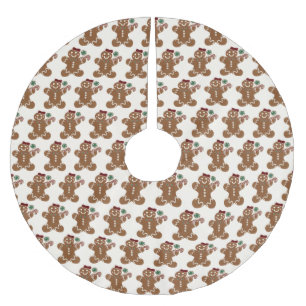 Falda Para El Árbol De Navidad De Poliéster Chica de pan de jengibre con sopa y dulces rojos