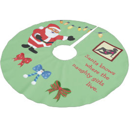 Falda Para El Árbol De Navidad De Poliéster Chica travieso Bad Santa Funny Chiste Humor Divers