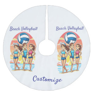 Falda Para El Árbol De Navidad De Poliéster Chicas de voleibol de playa Thunder_Cove