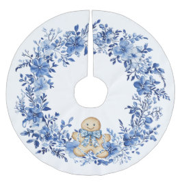 Falda Para El Árbol De Navidad De Poliéster Chinoiserie Blue Floral Flora Blanca Gingerbread M