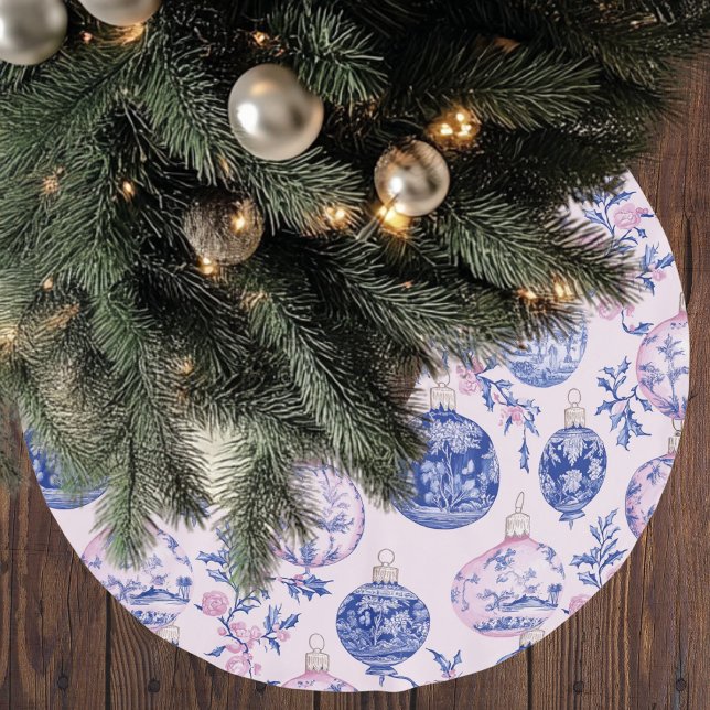 Falda Para El Árbol De Navidad De Poliéster Chinoiserie Christmas Pink & Blue  (Subido por el creador)