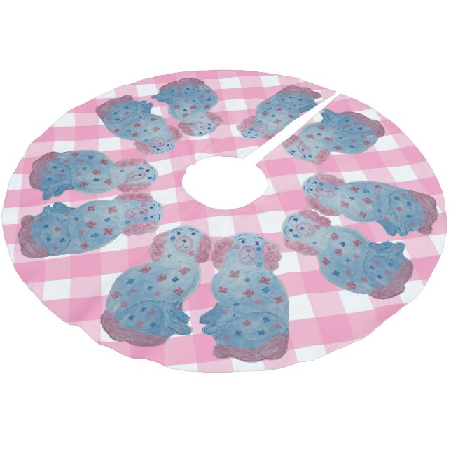 Falda Para El Árbol De Navidad De Poliéster Chinoiserie Staffordshire Dogs Dog  (Angular)