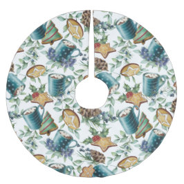 Falda Para El Árbol De Navidad De Poliéster chocolate caliente, galletas de Navidades y vegeta