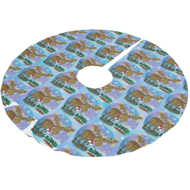 Falda Para El Árbol De Navidad De Poliéster Christmas Moose (Angular)