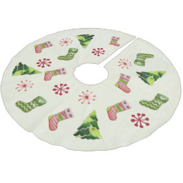 Falda Para El Árbol De Navidad De Poliéster Christmas Tree and Stocking Whimsey