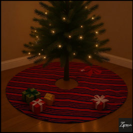 Falda Para El Árbol De Navidad De Poliéster Cinta de Fondo de Rayas Diagonales Rojo Azul